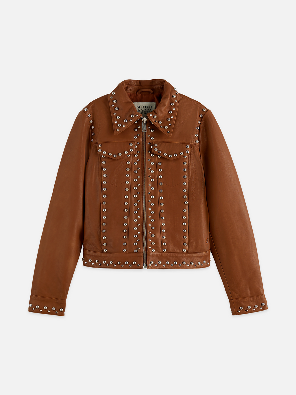 Studded Leather Trucker Jacket
