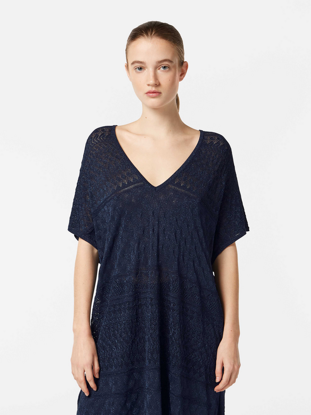 Metallic Pointelle Knit Tunic