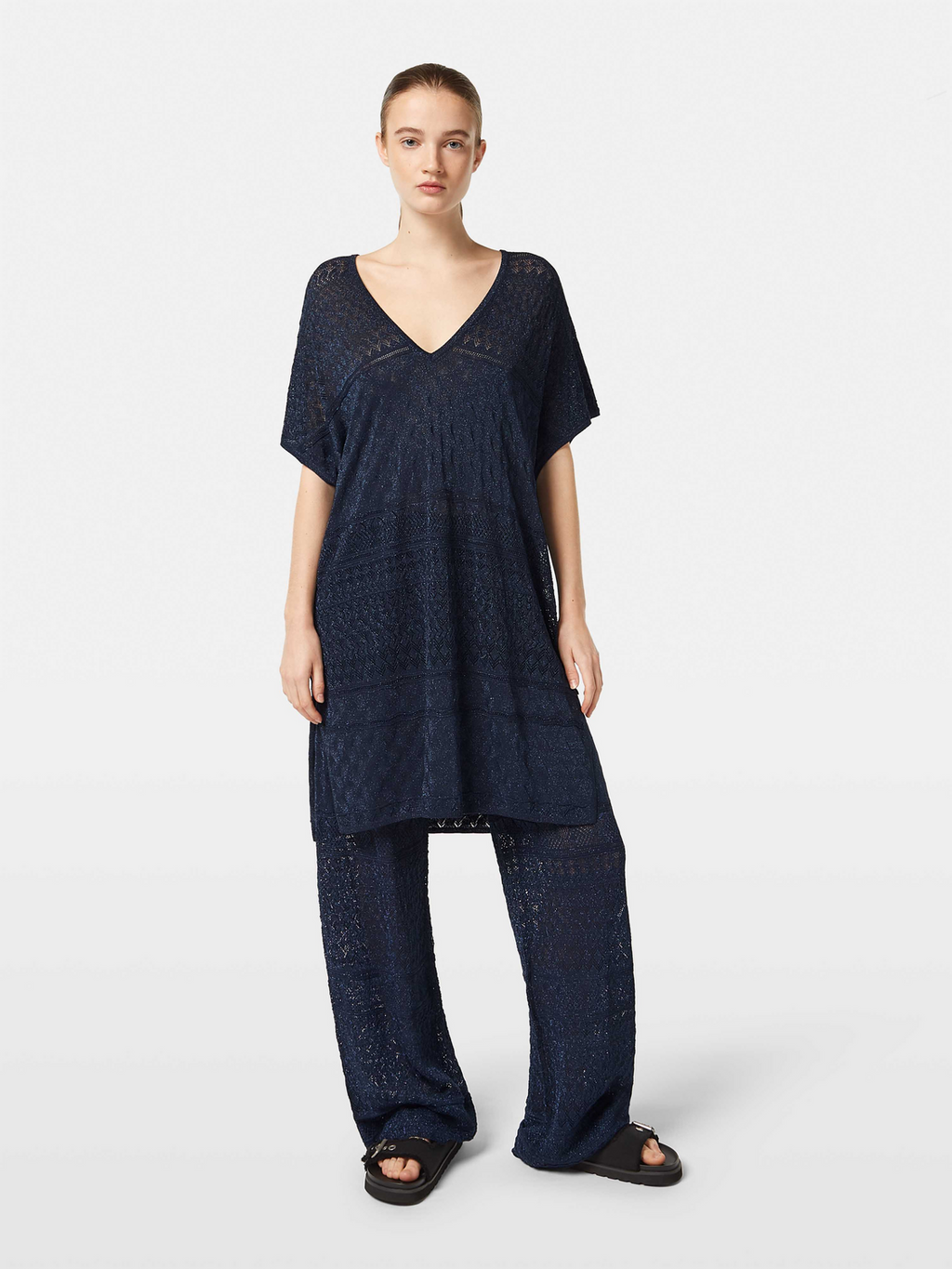 Metallic Pointelle Knit Tunic