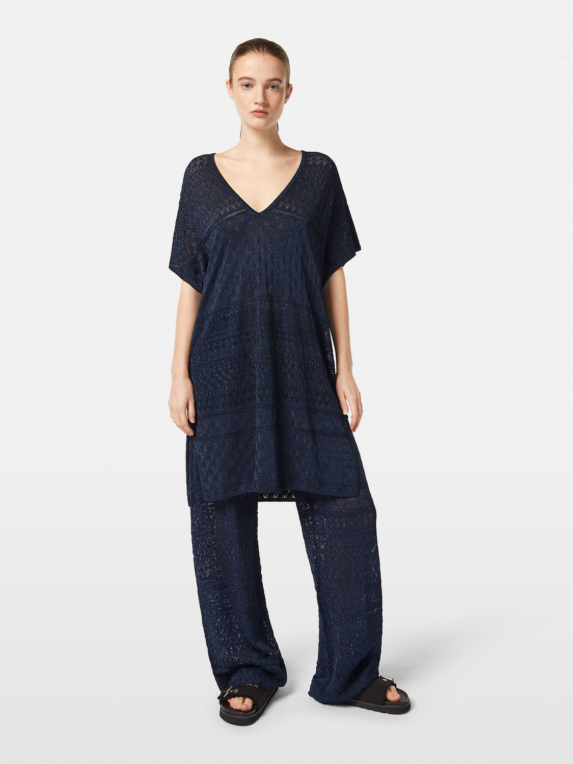 Metallic Pointelle Knit Tunic