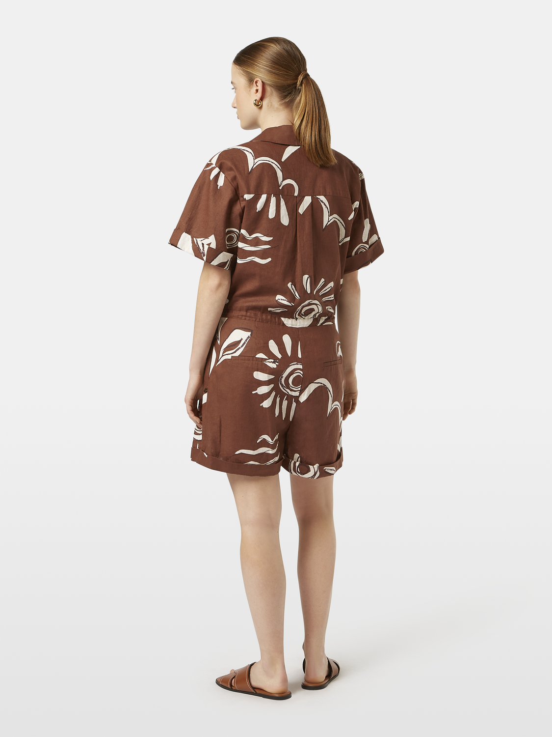 Inky Sun Linen Utility Playsuit