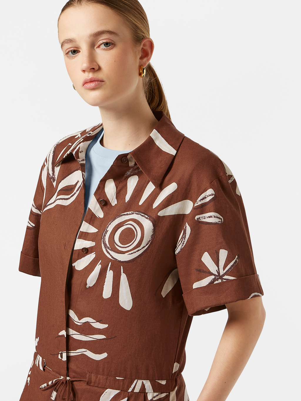 Inky Sun Linen Utility Playsuit