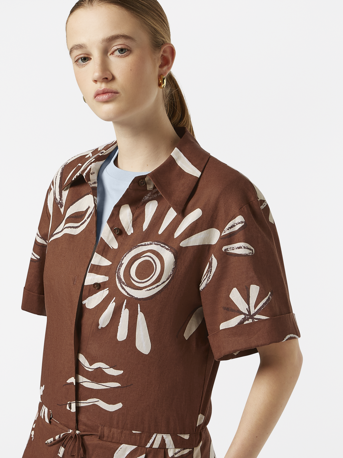 Inky Sun Linen Utility Playsuit