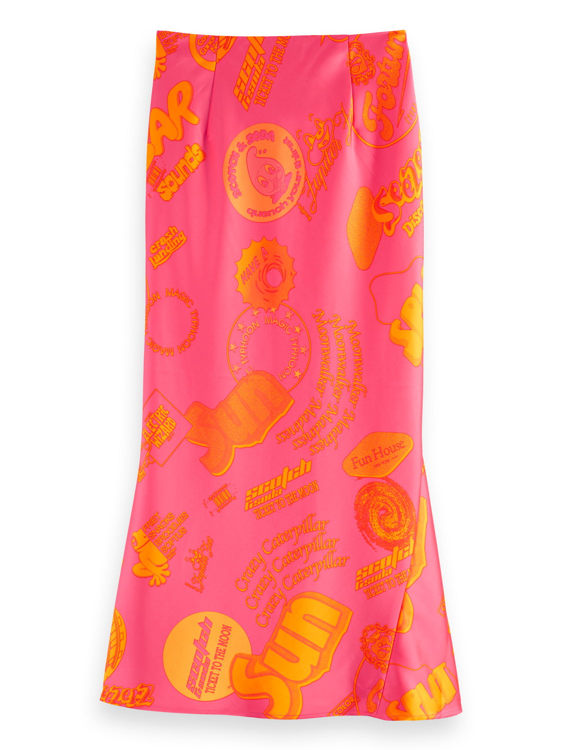 Satin Printed Midi Skirt