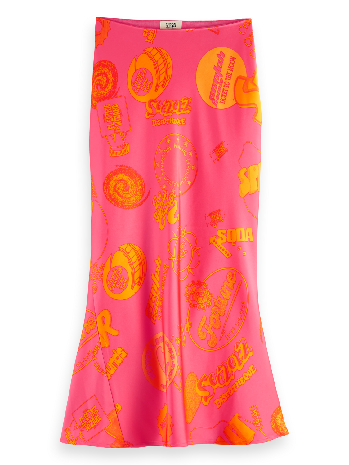 Satin Printed Midi Skirt