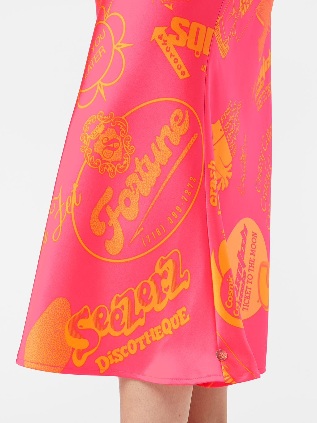 Satin Printed Midi Skirt