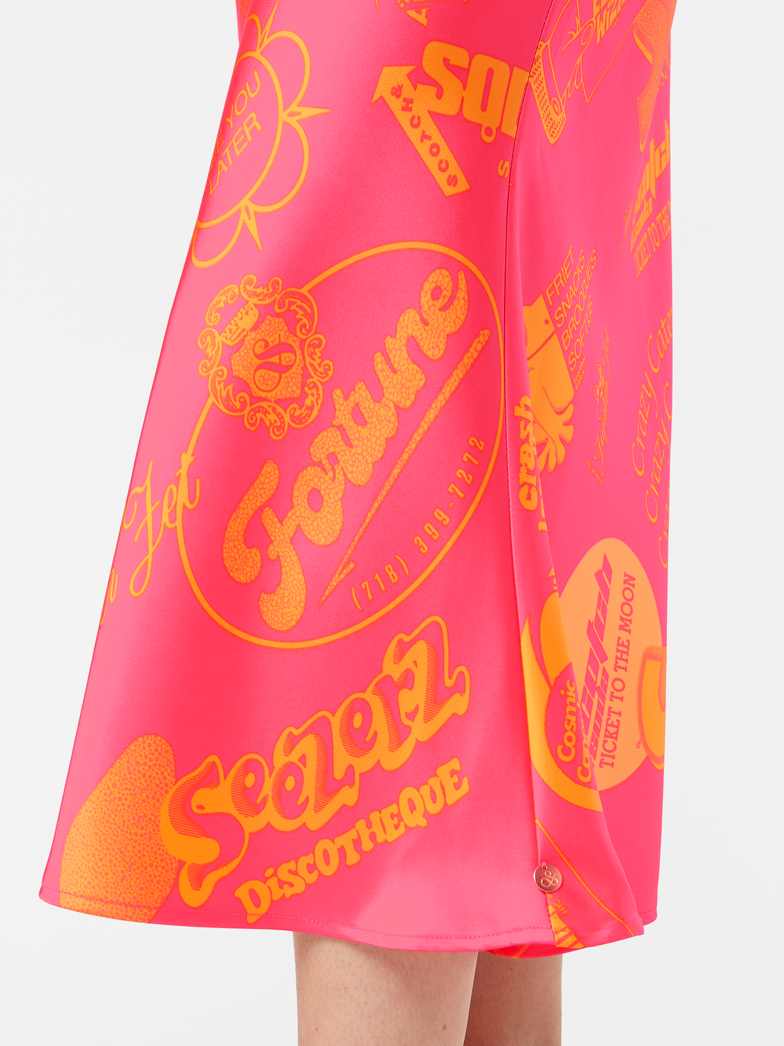 Satin Printed Midi Skirt