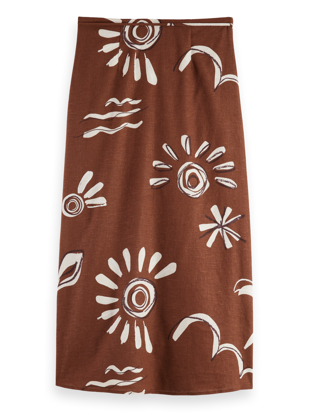 Inky Sun Linen Blend Wrap Skirt