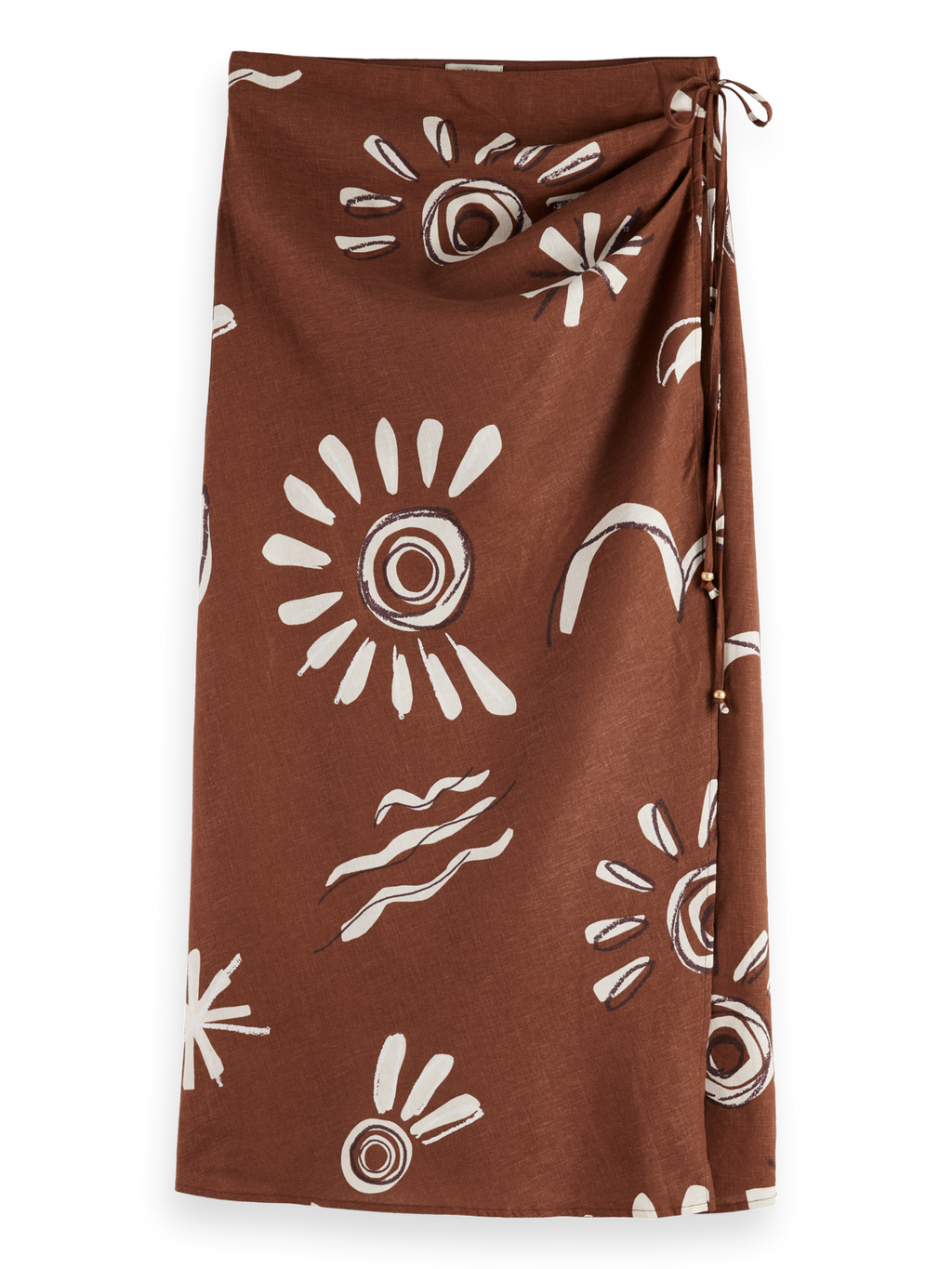 Inky Sun Linen Blend Wrap Skirt