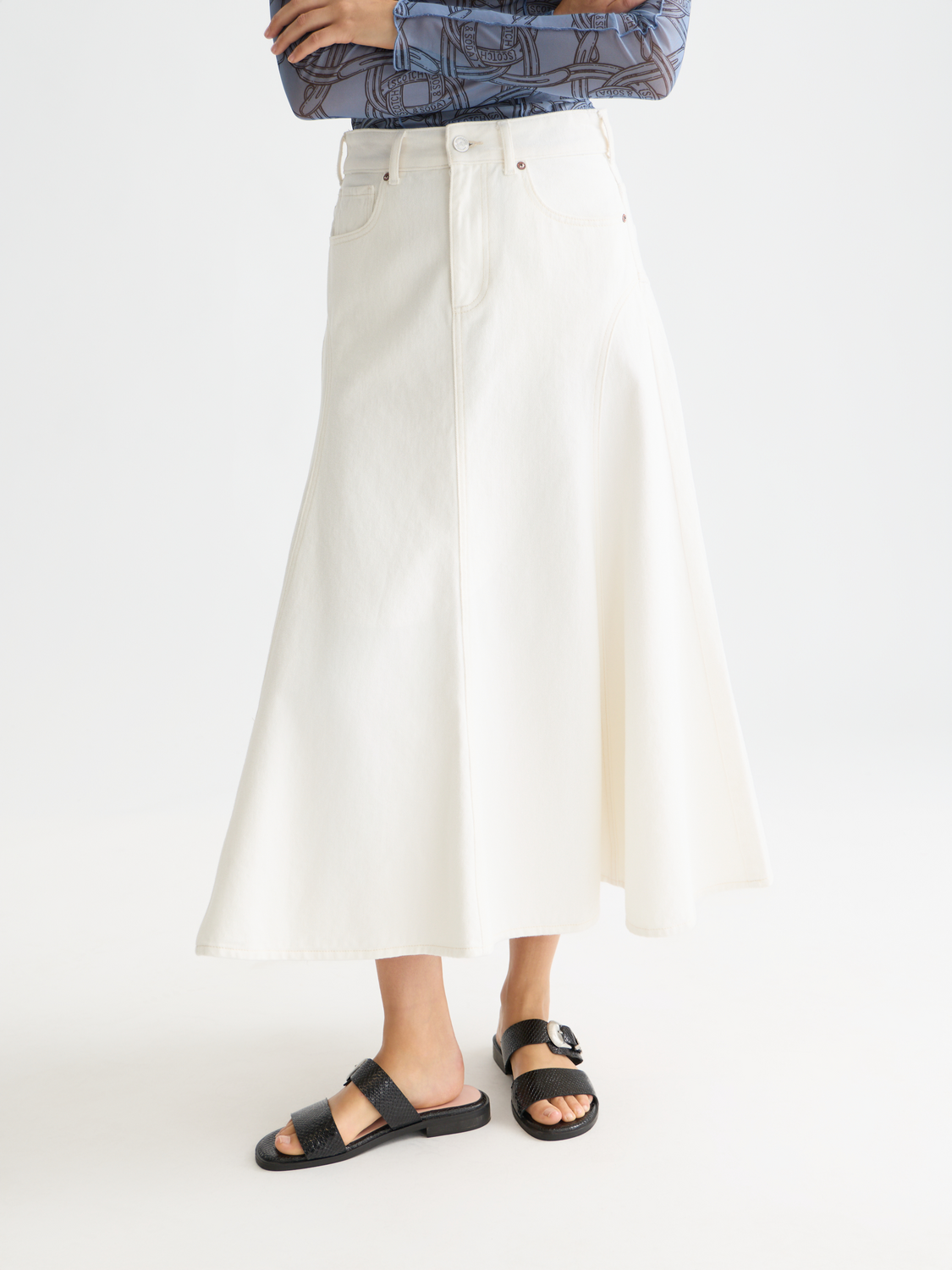 5 Pocket Denim Maxi Skirt