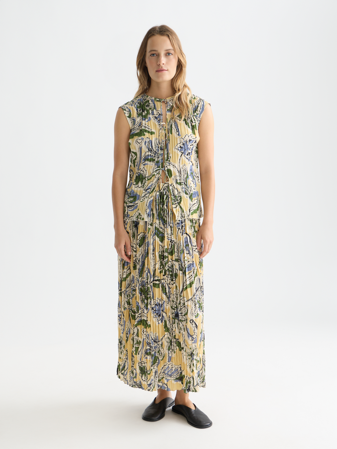 Printed Micro Pleat Skirt