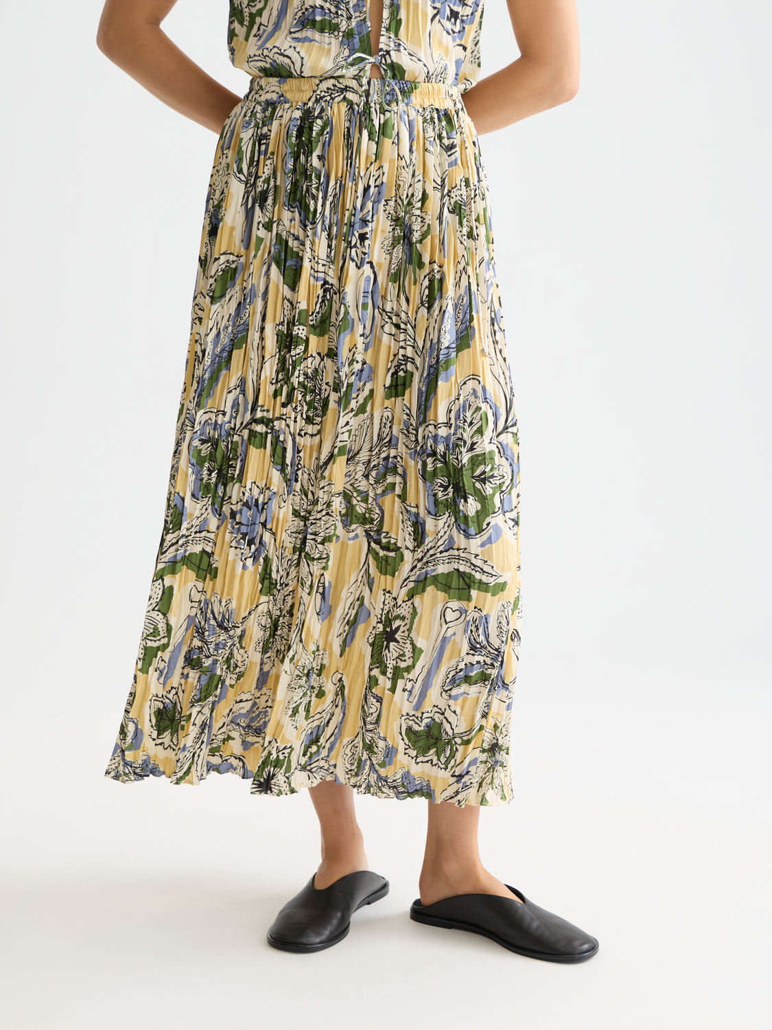 Printed Micro Pleat Skirt