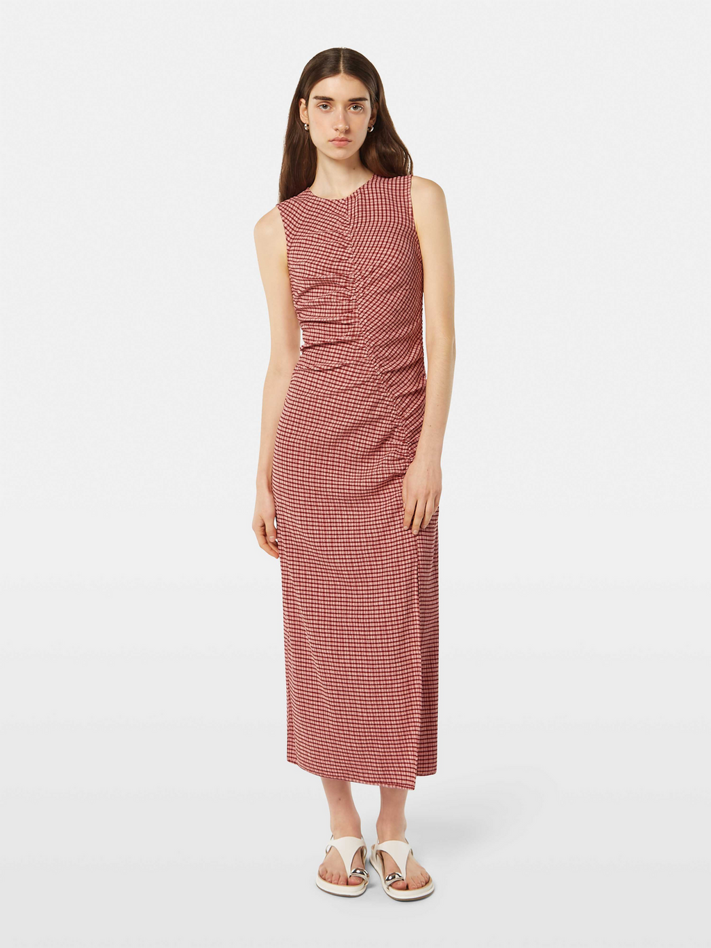 Structured Gingham Midi Dress