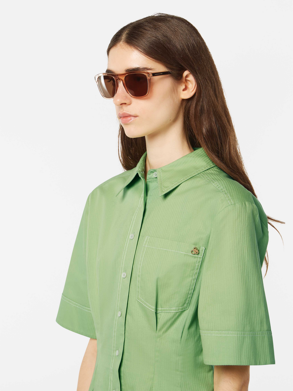 Structured Stripe Mini Shirt Dress