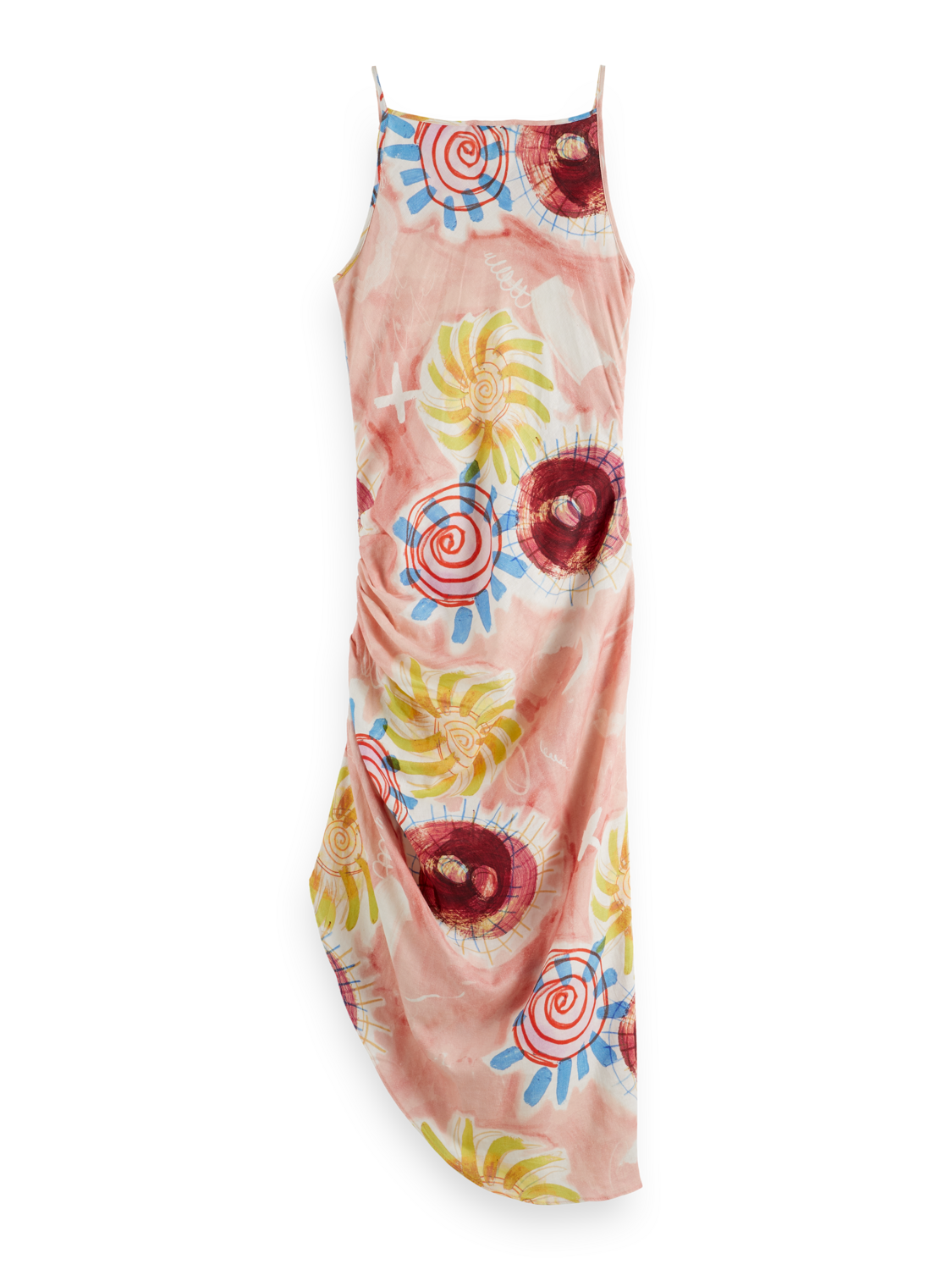 Abstract Sun Printed Linen Midi Dress