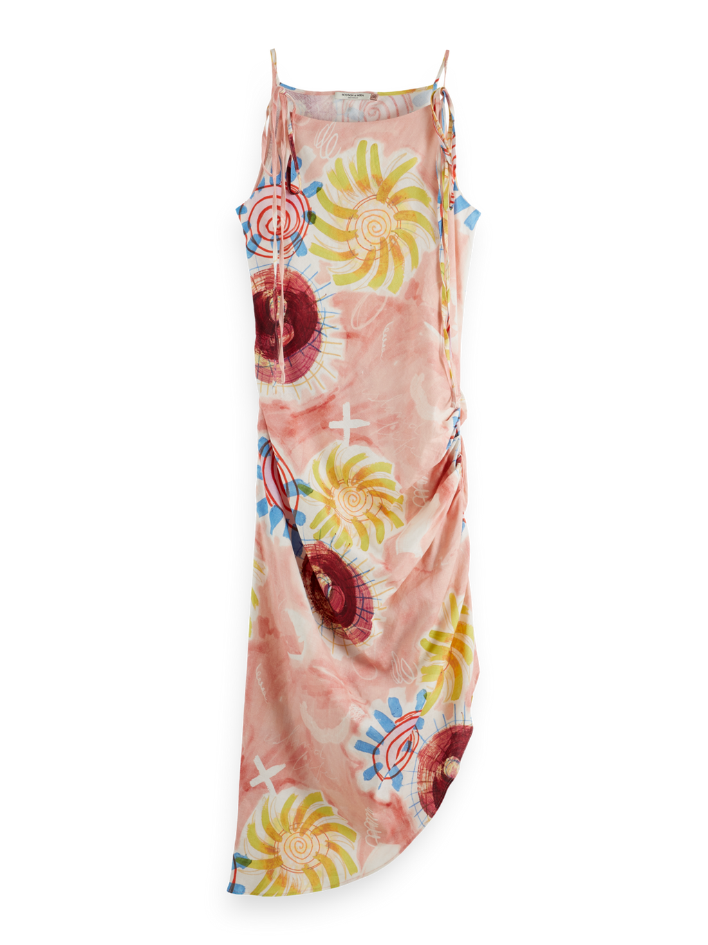 Abstract Sun Printed Linen Midi Dress
