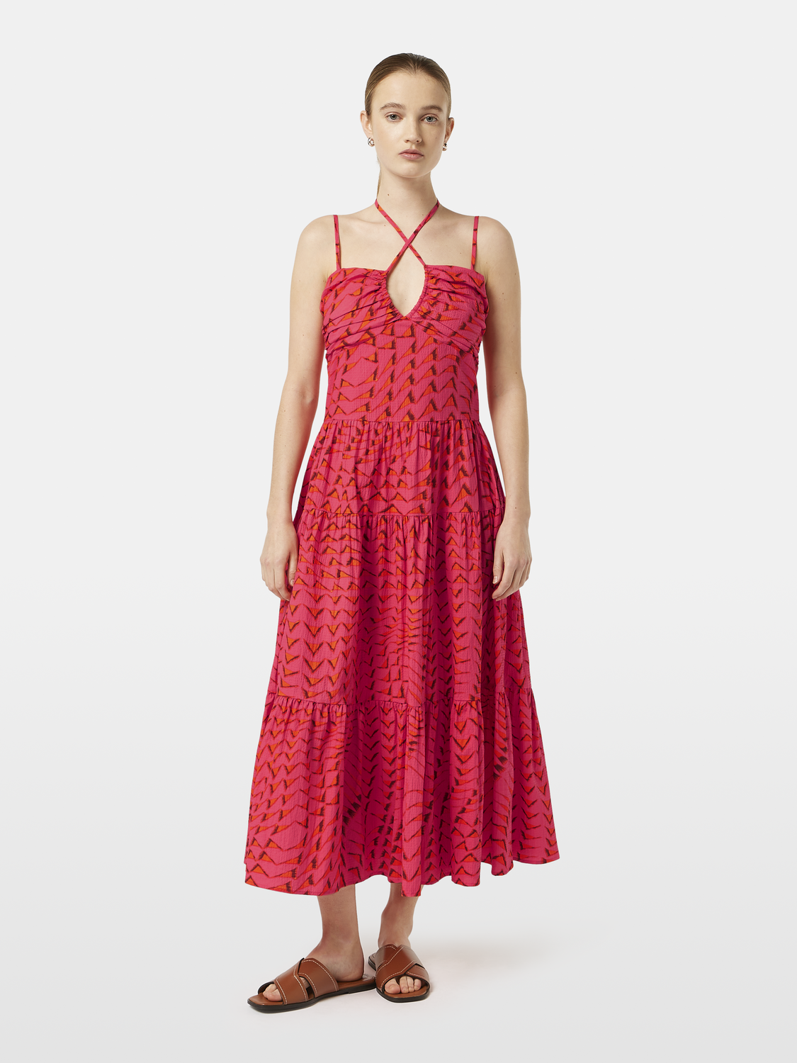 Cotton Seersucker Midi Dress