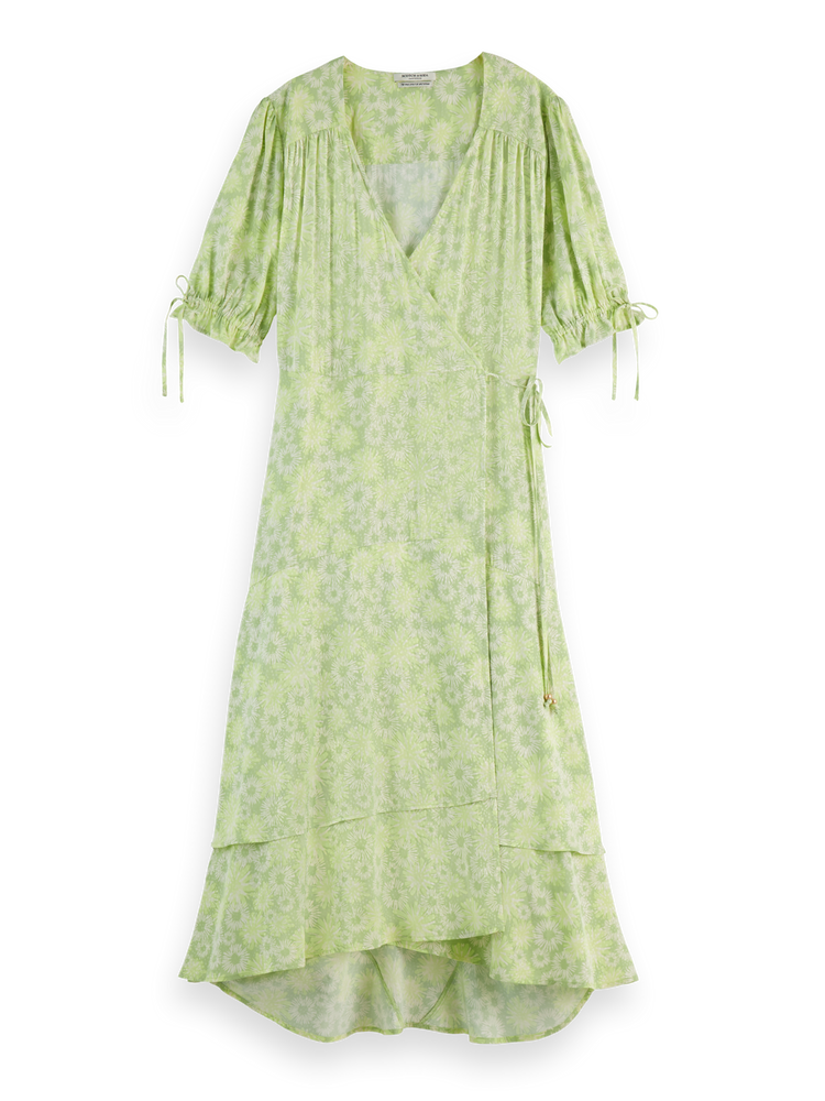 Floral Printed Midi Wrap Dress