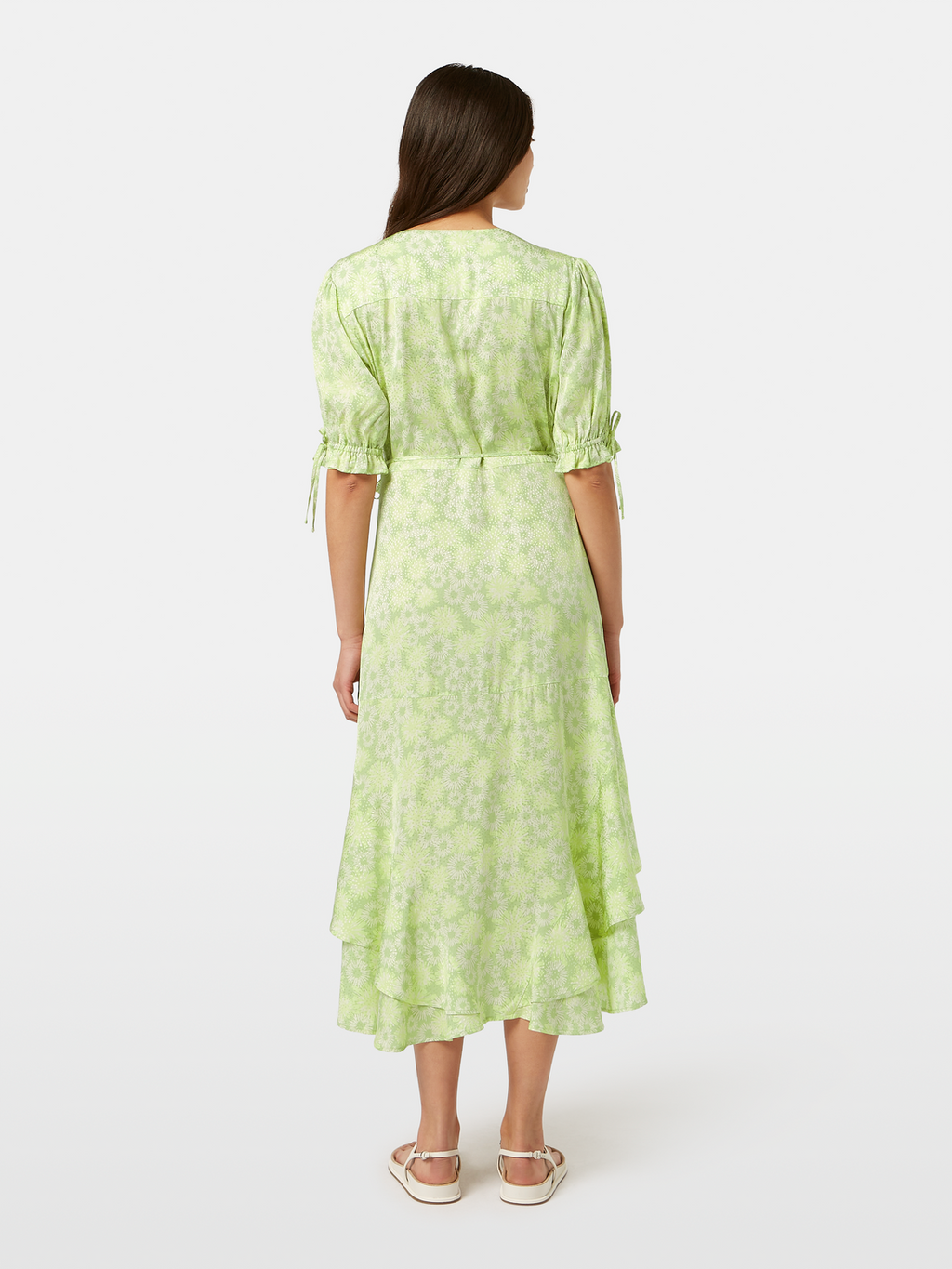 Floral Printed Midi Wrap Dress