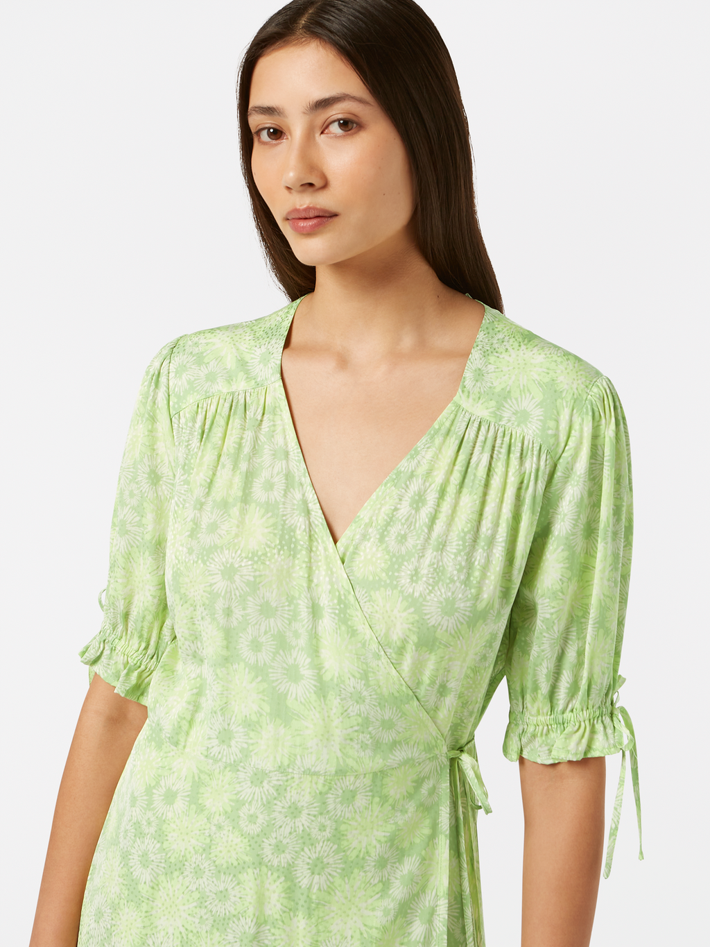 Floral Printed Midi Wrap Dress