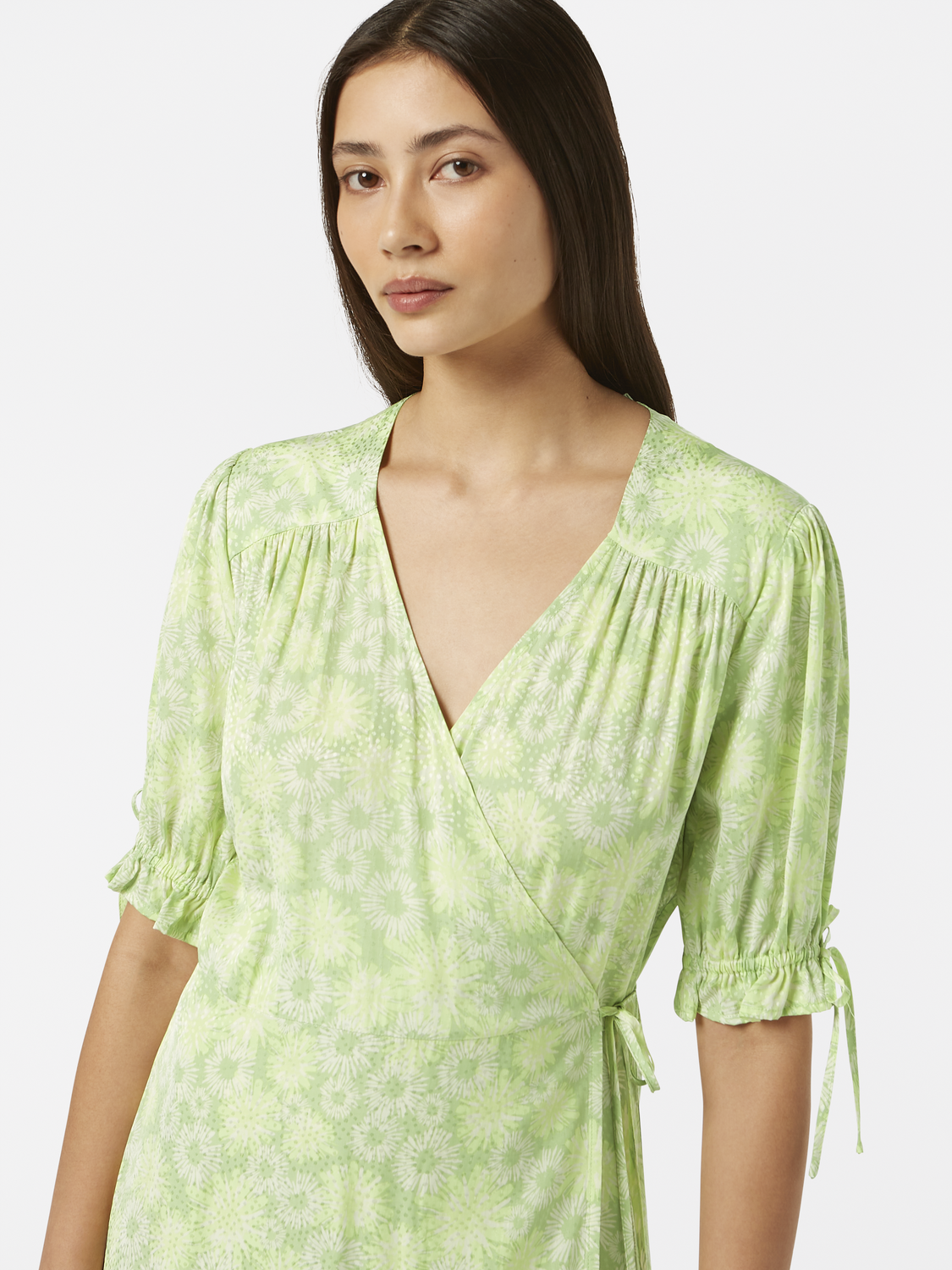 Floral Printed Midi Wrap Dress