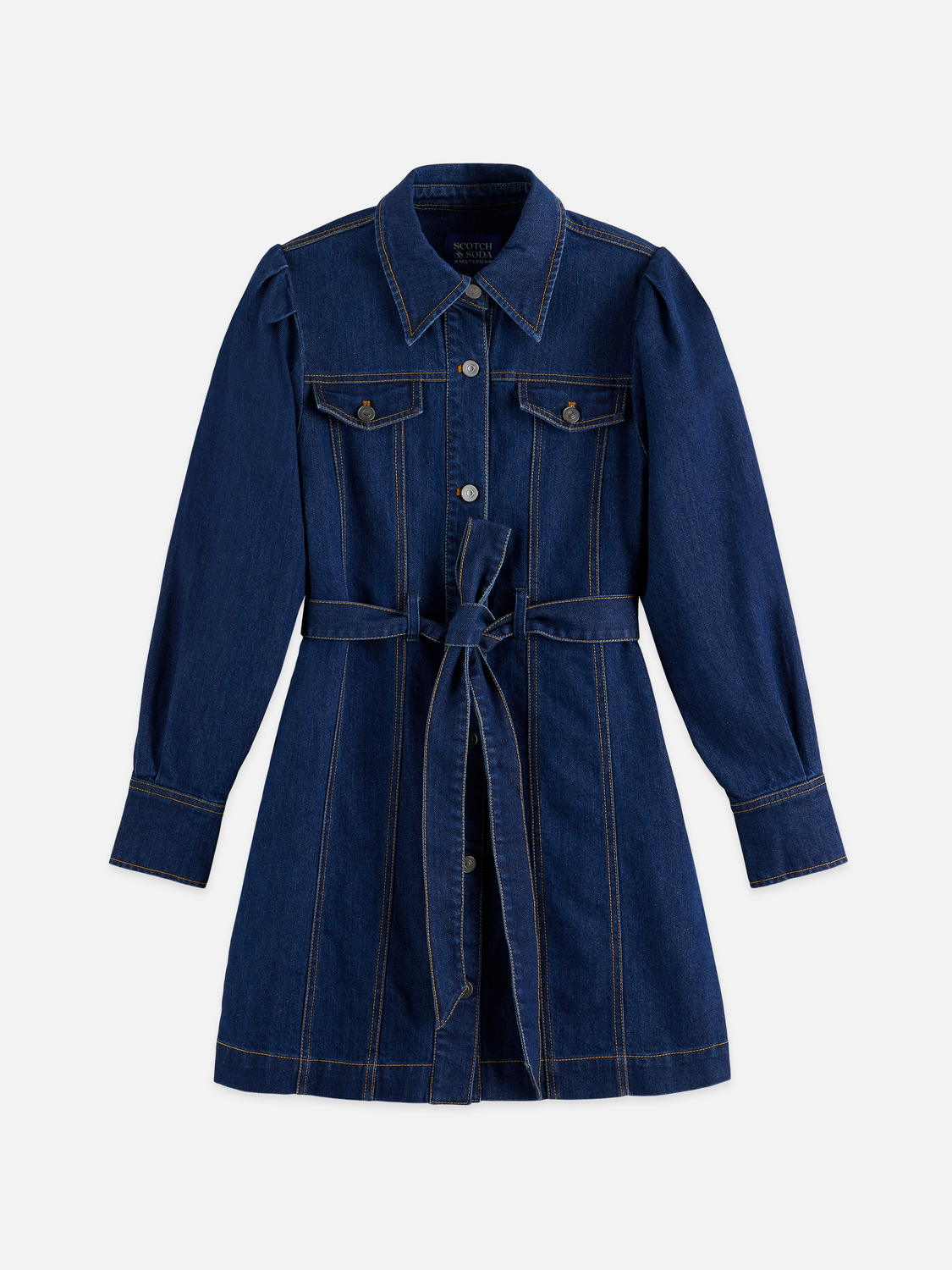 Fitted Denim Western Mini Dress