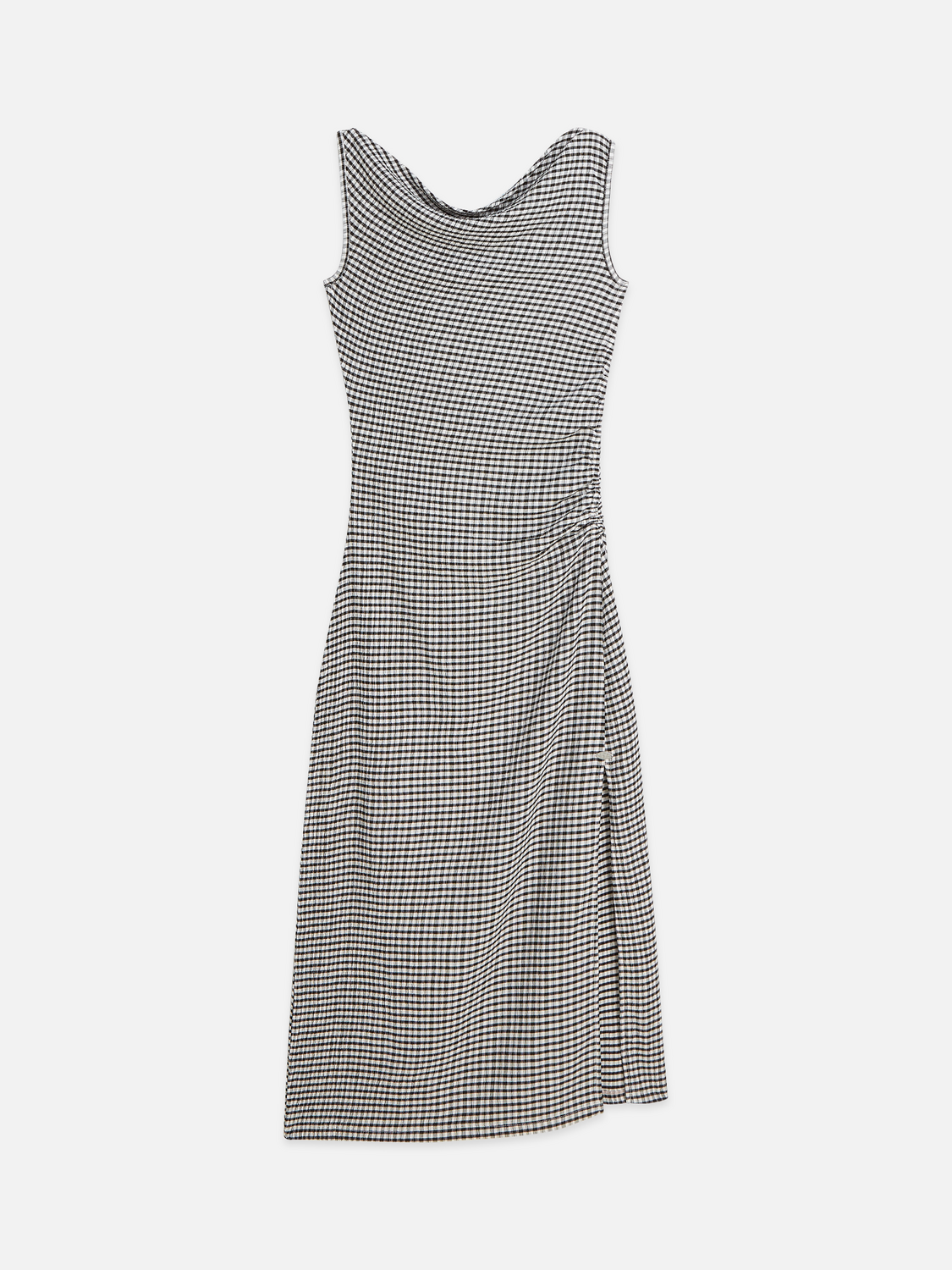 Structured Gingham Drapey Midi Dress