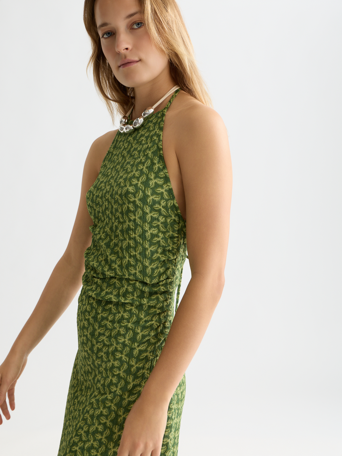 green short sleeve scottie midi dress Nobody's Child Short Sleeve Scottie Midi Dress in Green