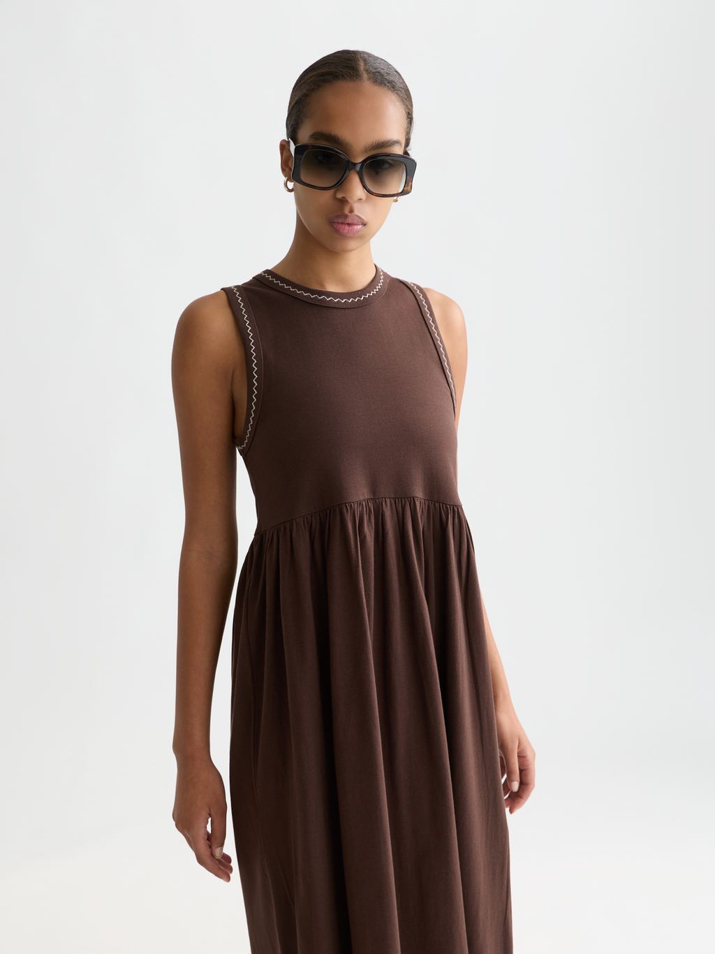 Scotch & Soda Ufu01424t Sleeveless Midi Dress Brown XL Woman