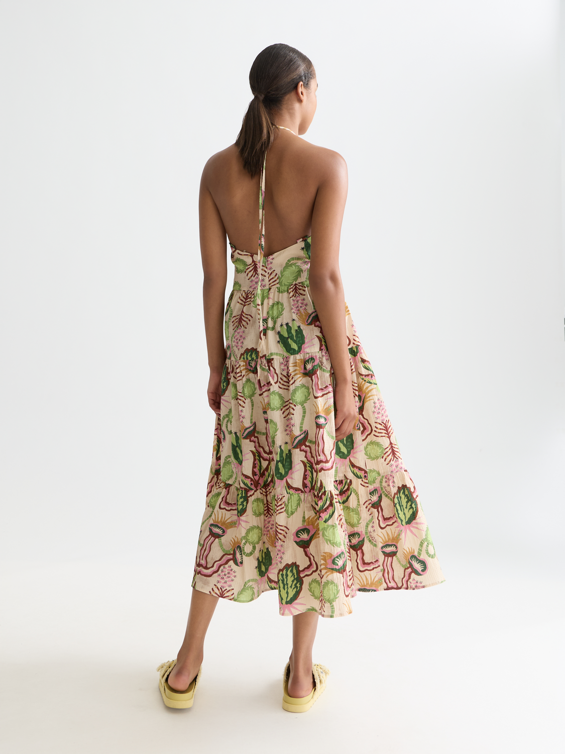 Cotton Seersucker Keyhole Halter Midi Dress Scotch & Soda Cotton Seersucker Keyhole Halter Midi Dress Scotch & Soda