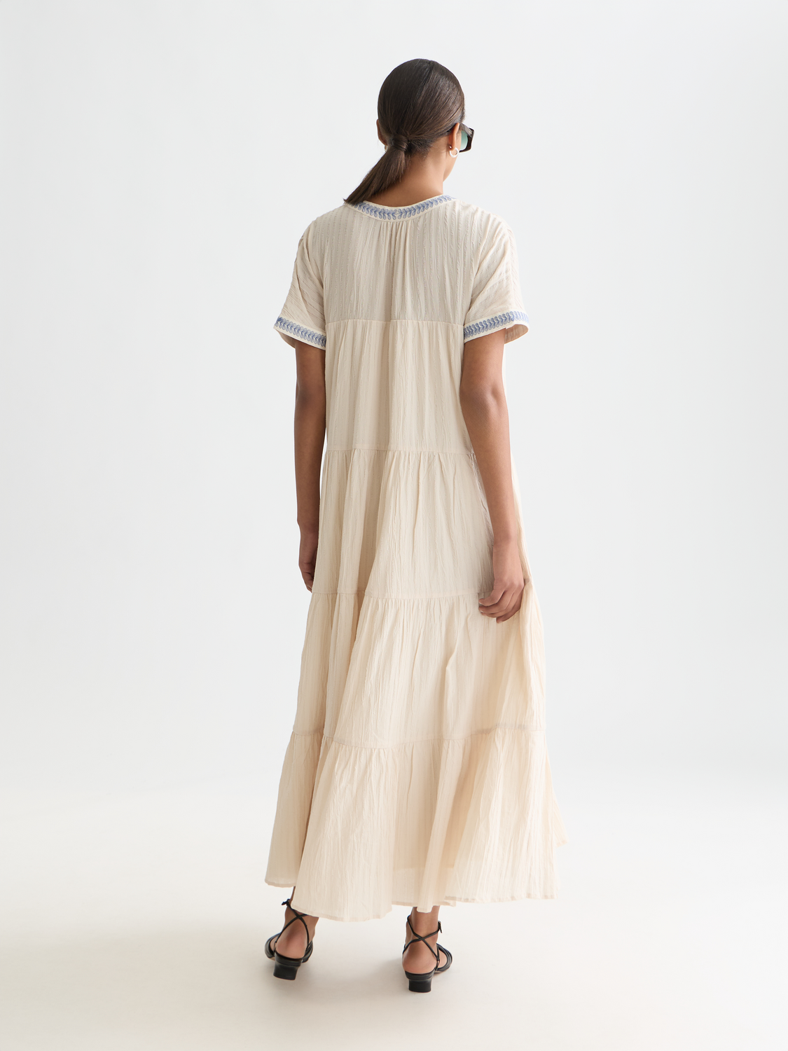 Cotton Crepe Ankle Length Caftan Dress