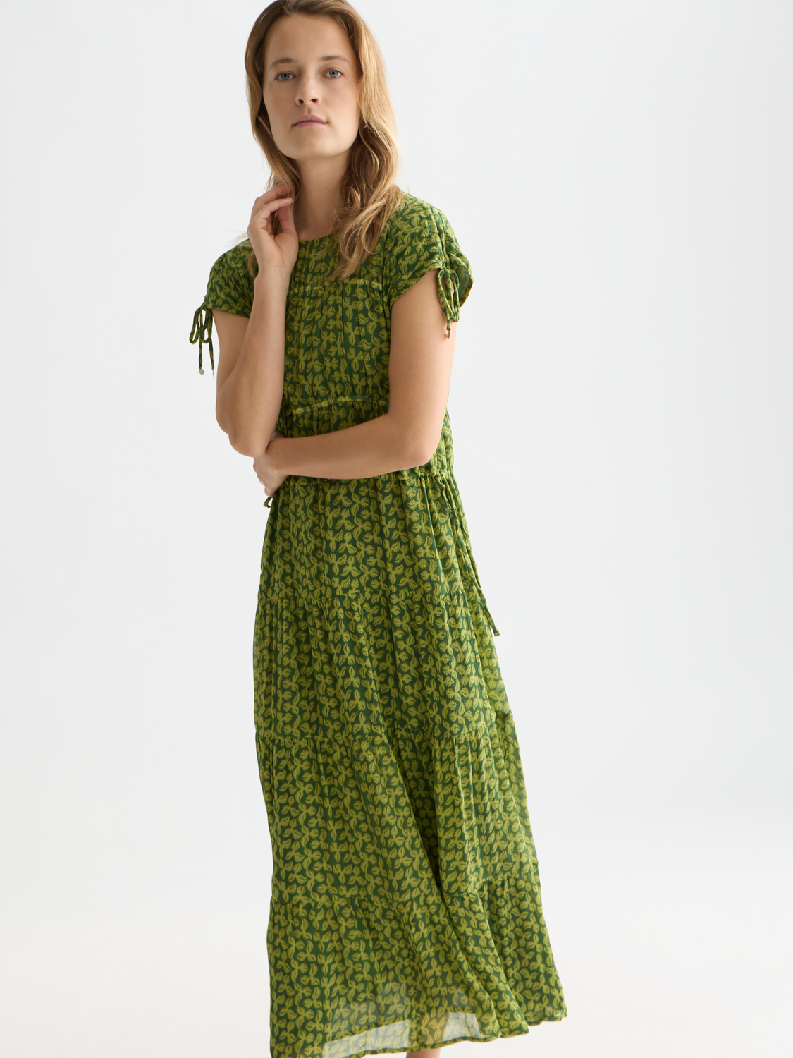 Tiered Printed Chiffon Midi Dress