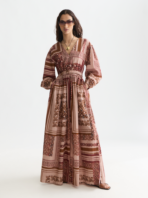 Printed V-Neck Maxi Dress