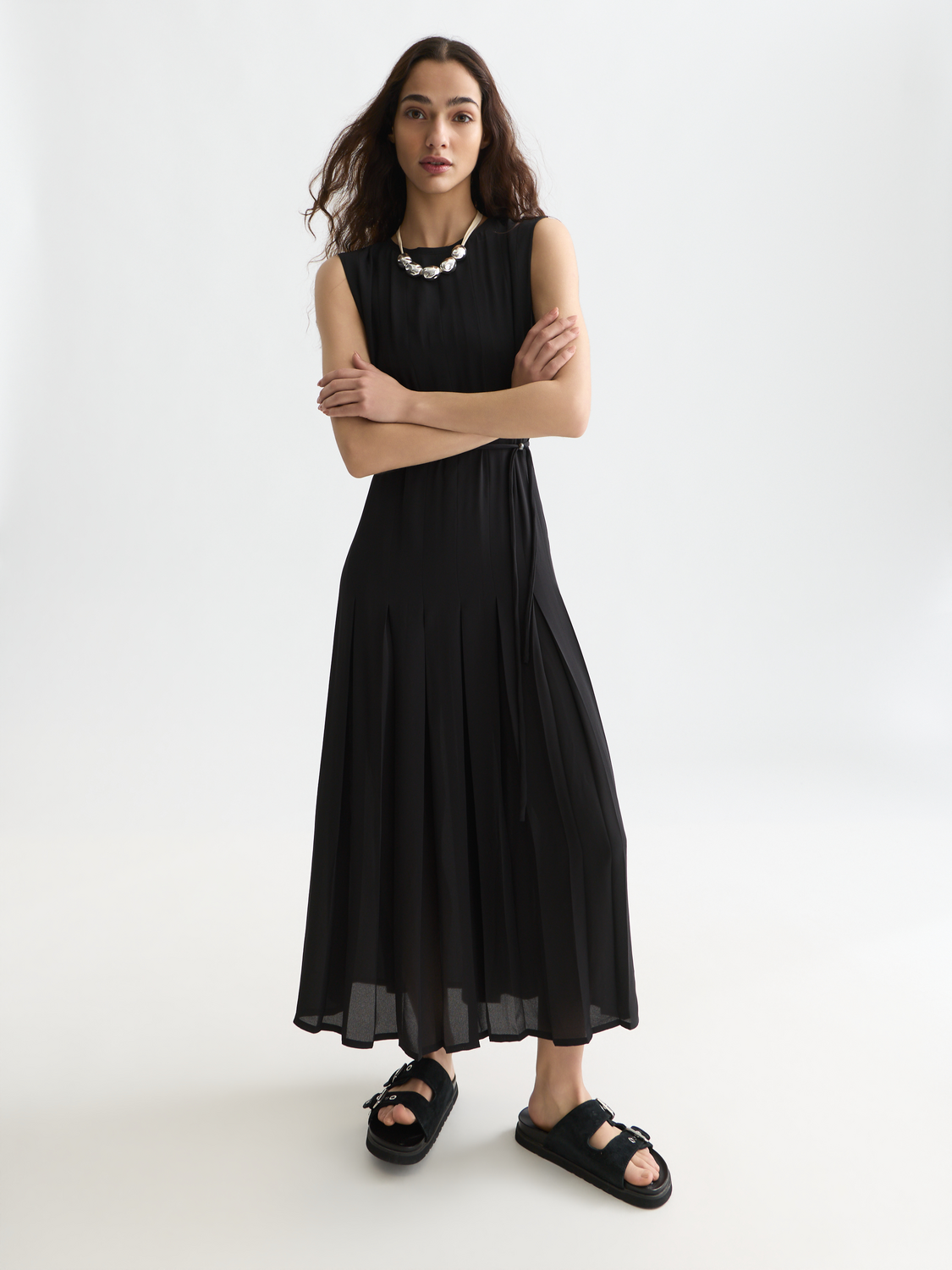 scotch and soda pleated dress Maxi Dress With Pleated Lace Details Scotch & Soda