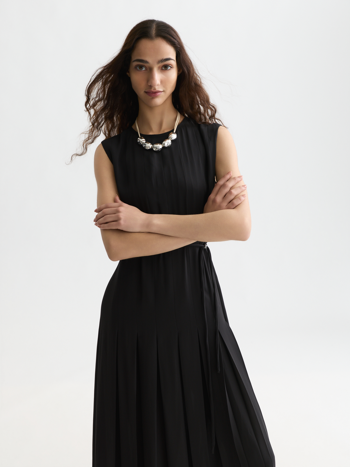 scotch and soda pleated dress Maxi Dress With Pleated Lace Details Scotch & Soda