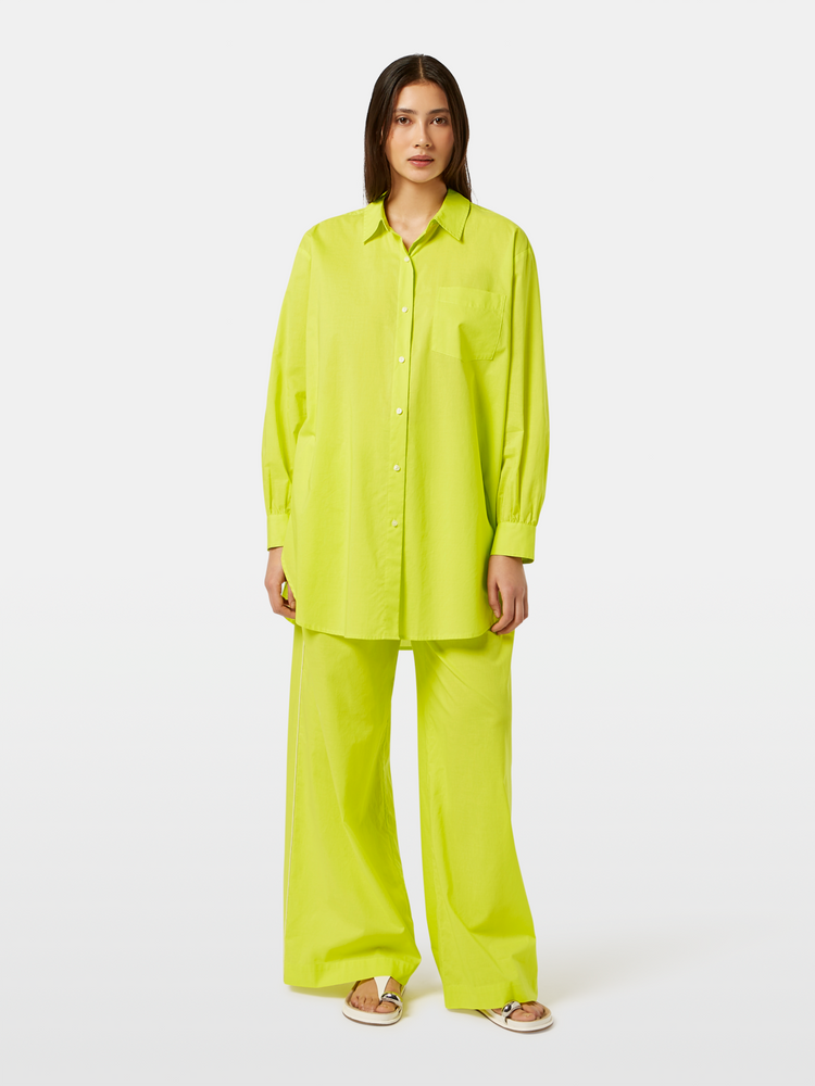Cotton Voile High-Rise Wide-Leg Pant