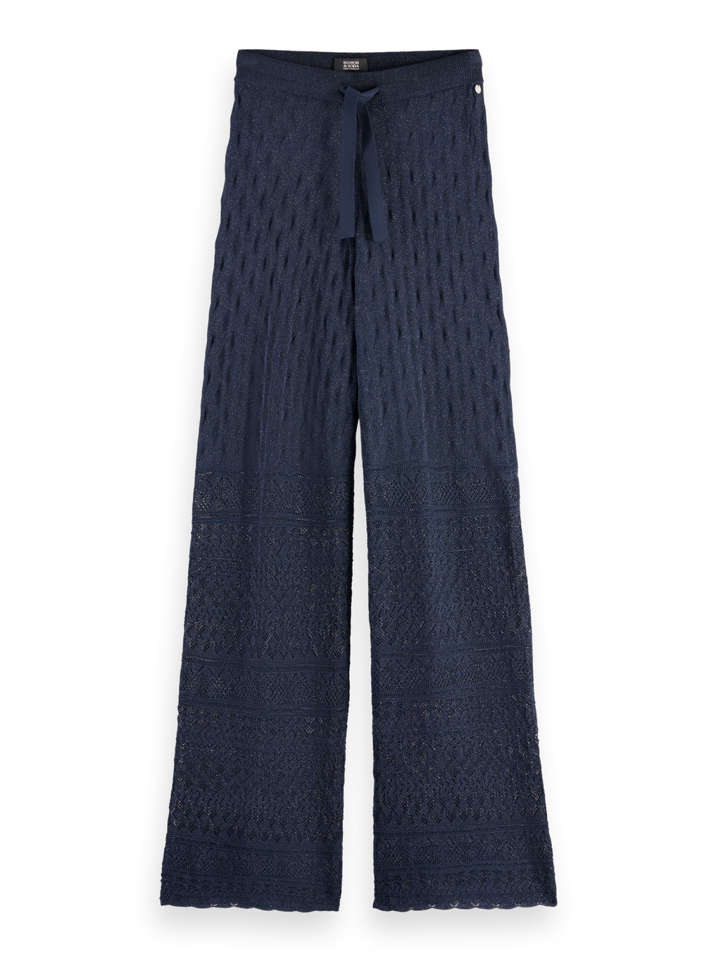 Metallic Pointelle Knit Trouser