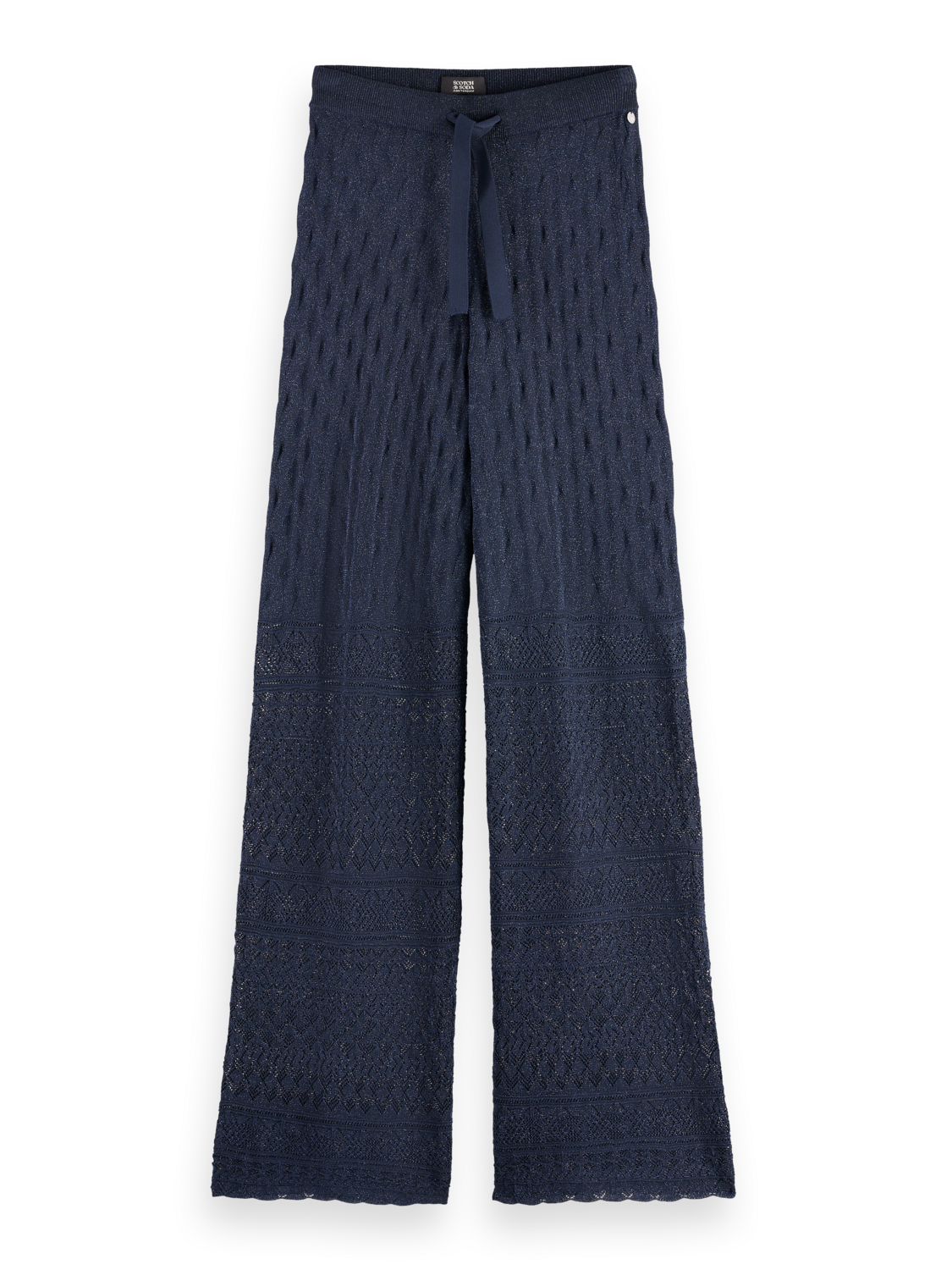 Metallic Pointelle Knit Trouser