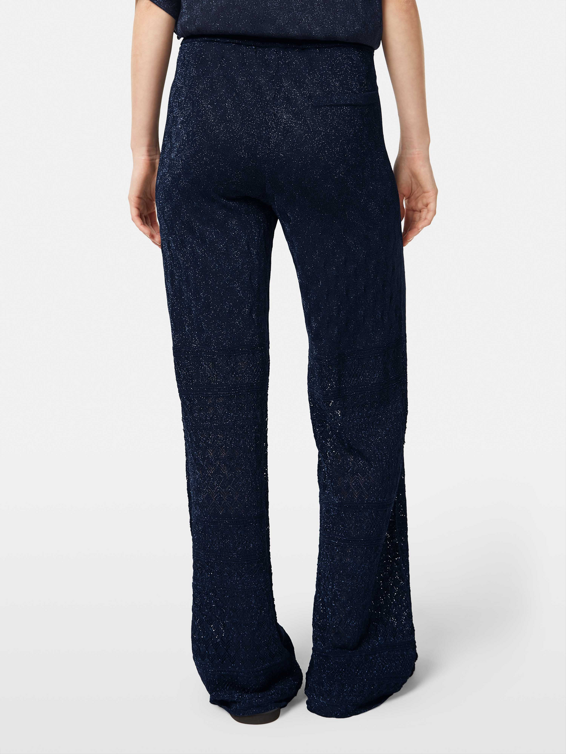 Metallic Pointelle Knit Trouser