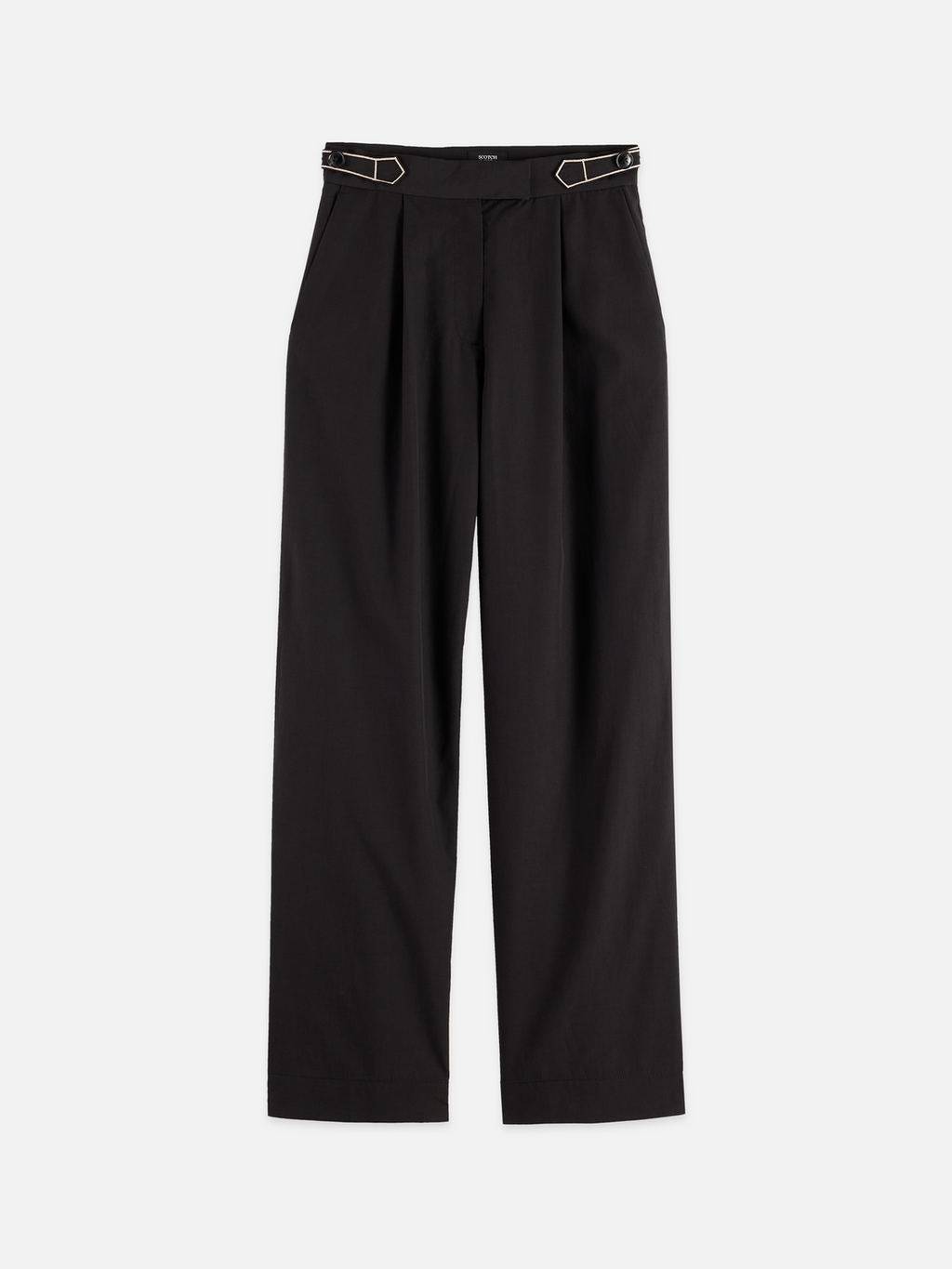 Quinn - Mid Rise Wide Leg Pants With Cross-Stitching