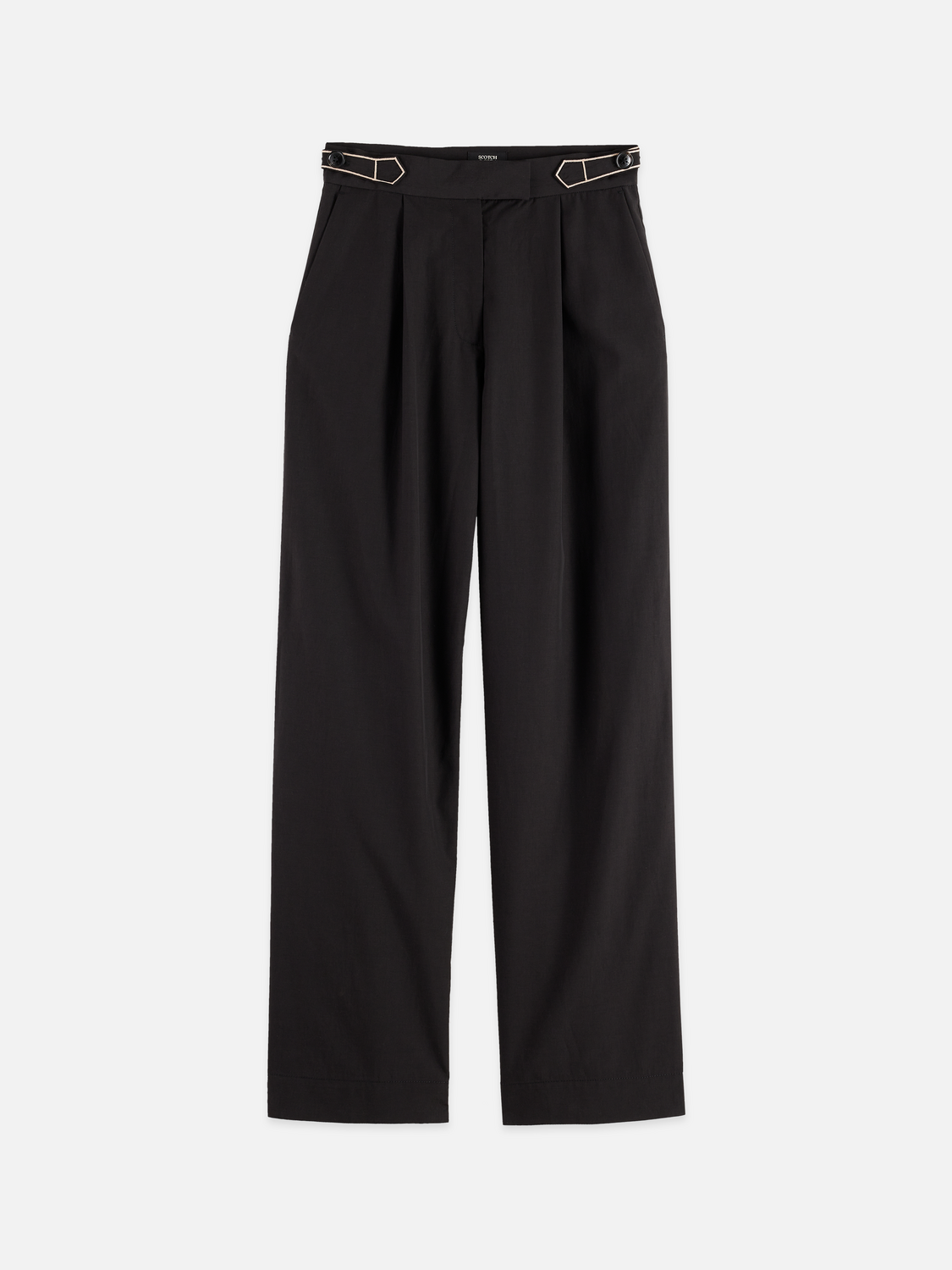 Quinn - Mid Rise Wide Leg Pants With Cross-Stitching