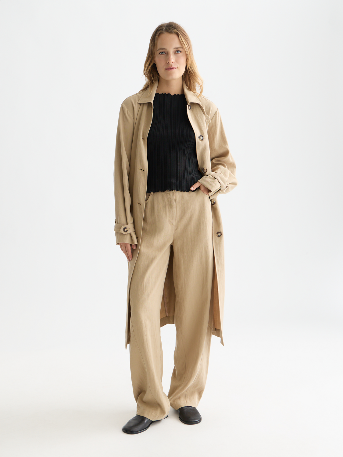 Lotus - Twill High Rise Barrel Leg Pants