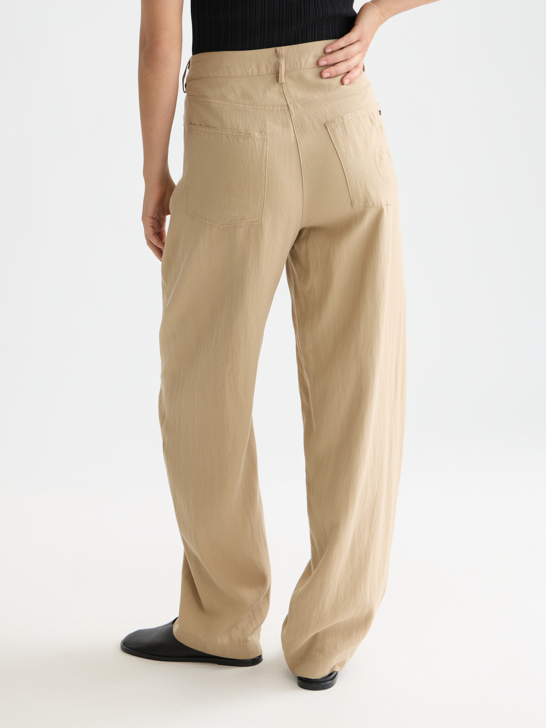 Lotus - Twill High Rise Barrel Leg Pants