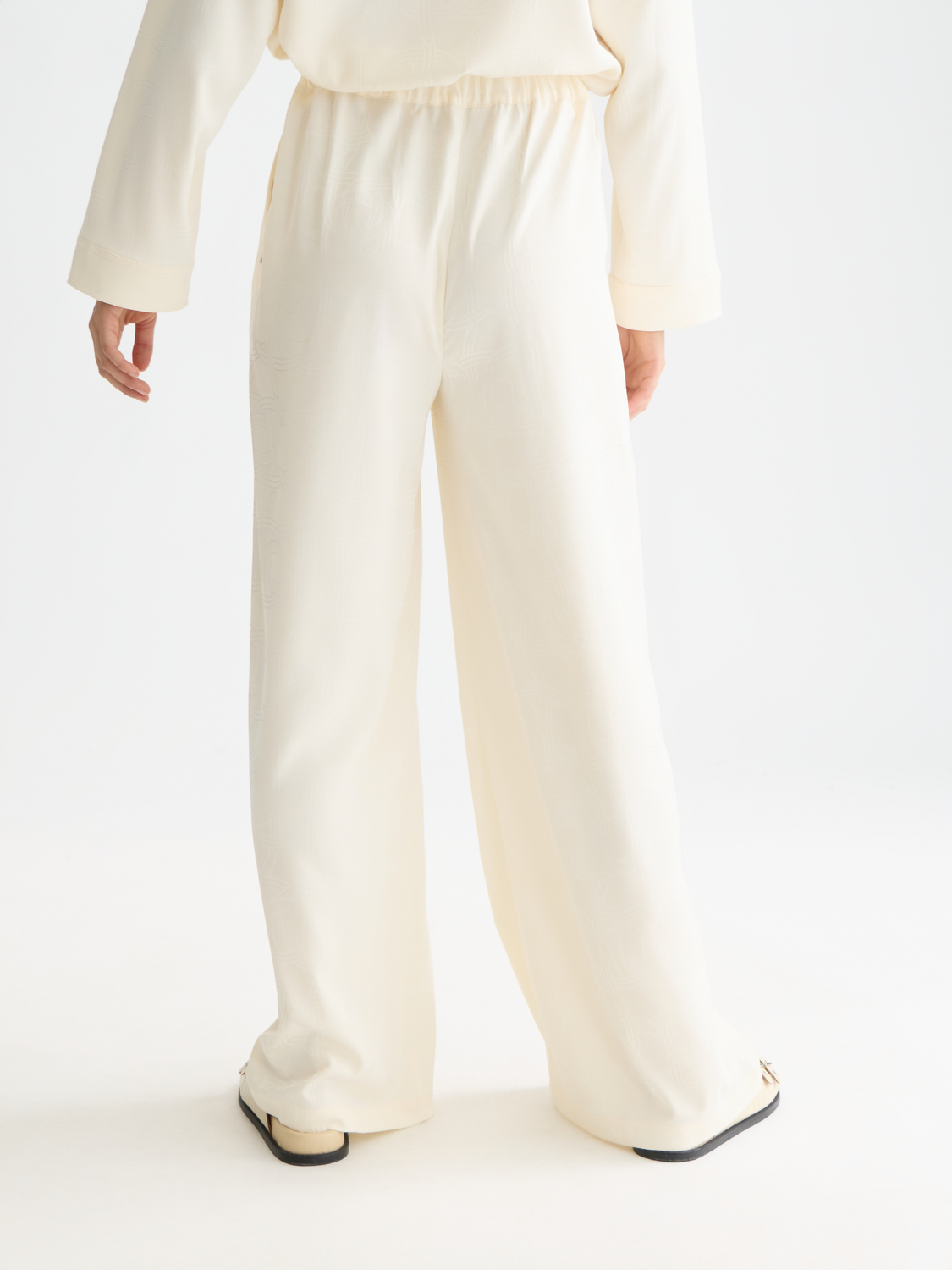 Eleni - Jaquard High Rise Wide Leg Pyjama Pants