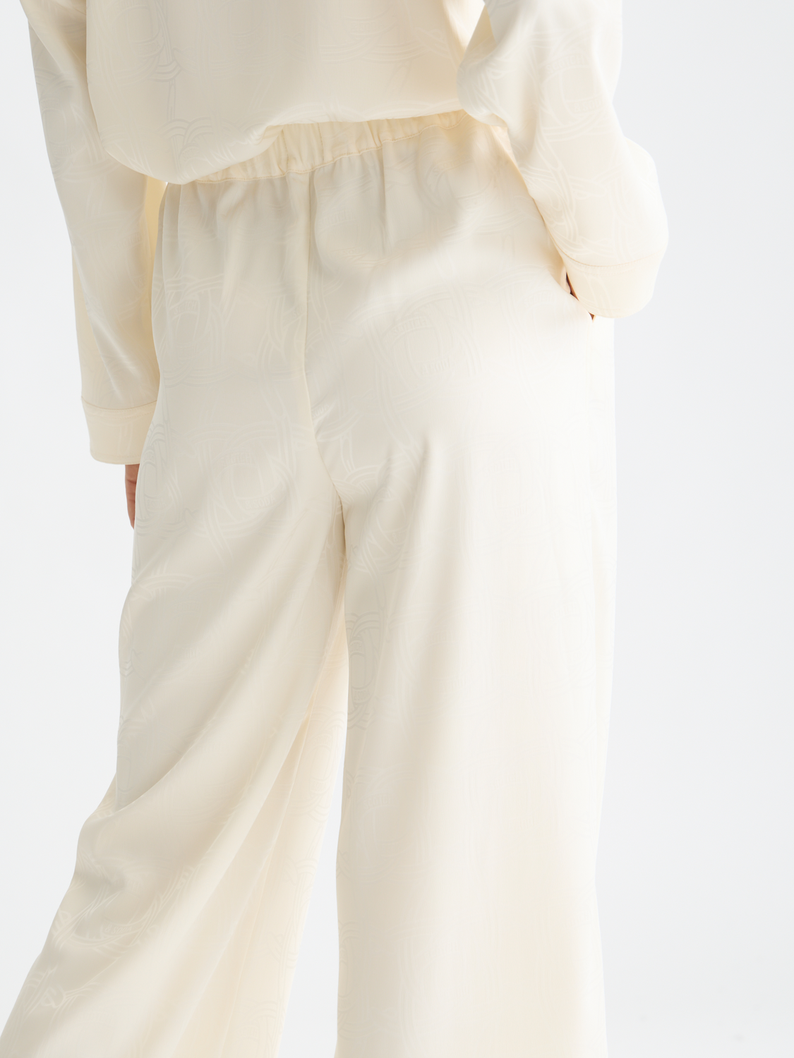 Eleni - Jaquard High Rise Wide Leg Pyjama Pants