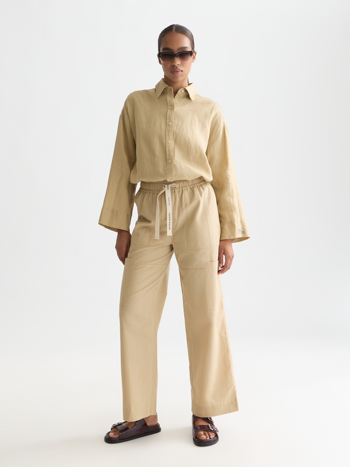 Noa - Linen High-Rise Wide-Leg Relaxed Pull On Pants