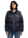 Skyla Boxy Mixed Media Denim Puffer Jacket