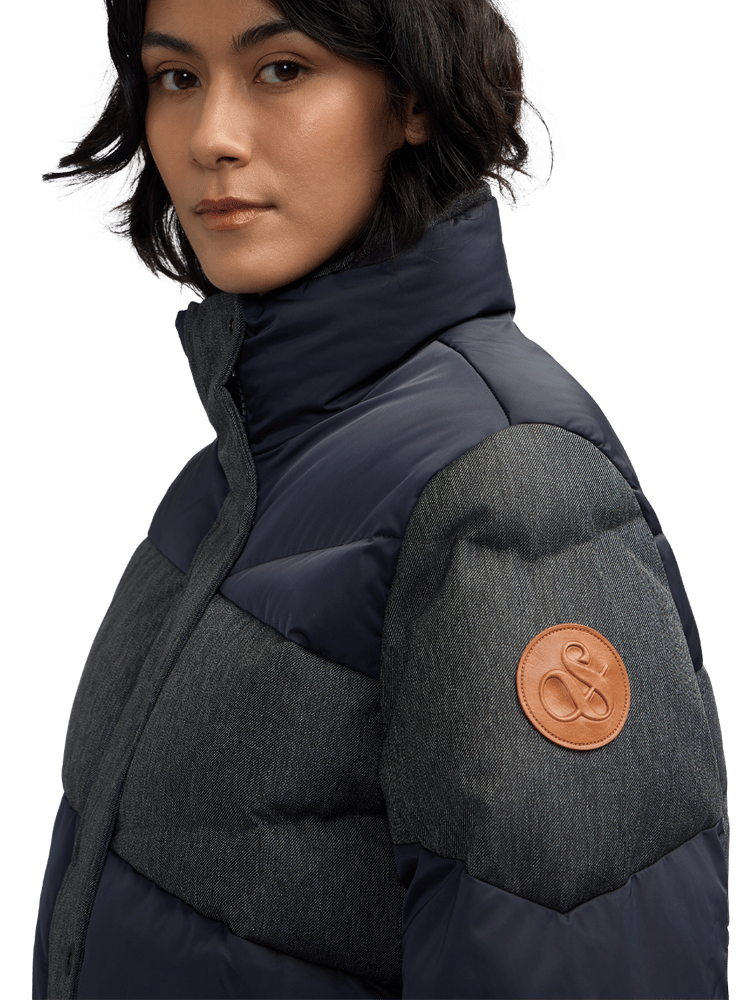 Skyla Boxy Mixed Media Denim Puffer Jacket