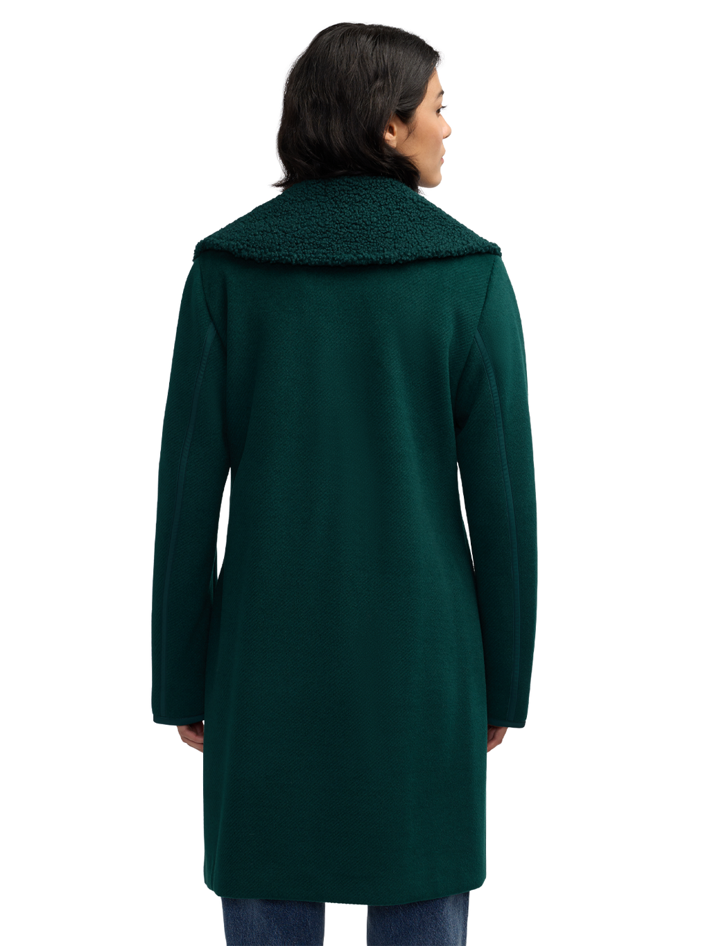 Runa Double Face Sherpa Collar Double Breasted Peacoat