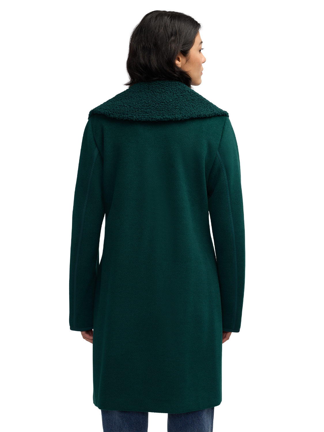 Runa Double Face Sherpa Collar Double Breasted Peacoat